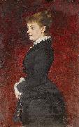 Axel Jungstedt Portrait  Lady in Black Dress oil